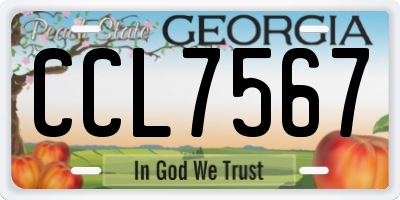 GA license plate CCL7567