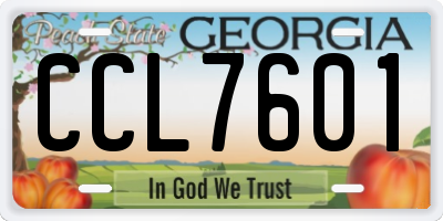 GA license plate CCL7601