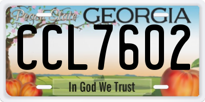GA license plate CCL7602
