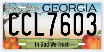 GA license plate CCL7603