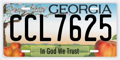 GA license plate CCL7625