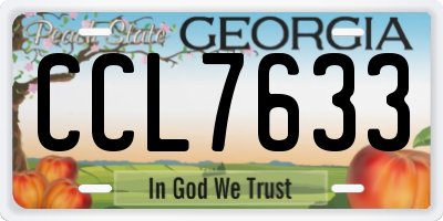 GA license plate CCL7633