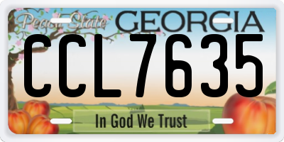 GA license plate CCL7635