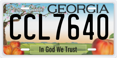 GA license plate CCL7640
