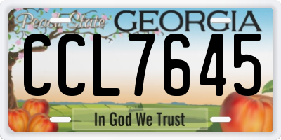 GA license plate CCL7645
