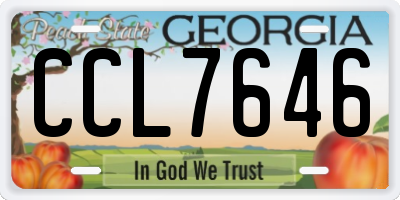 GA license plate CCL7646