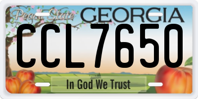 GA license plate CCL7650