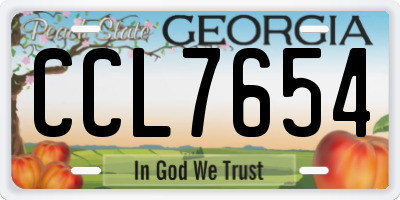GA license plate CCL7654