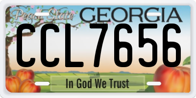 GA license plate CCL7656