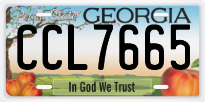 GA license plate CCL7665