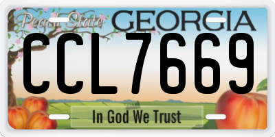 GA license plate CCL7669