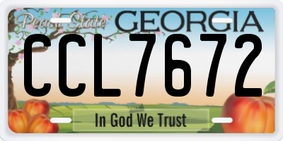 GA license plate CCL7672