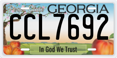 GA license plate CCL7692