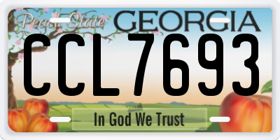 GA license plate CCL7693