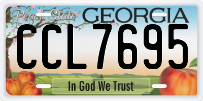 GA license plate CCL7695