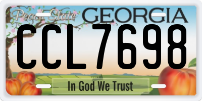 GA license plate CCL7698