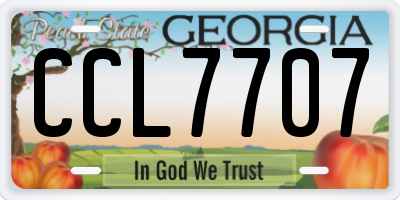 GA license plate CCL7707