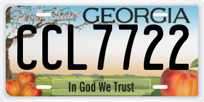 GA license plate CCL7722