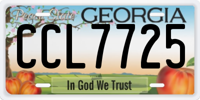 GA license plate CCL7725