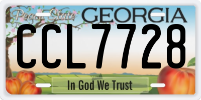 GA license plate CCL7728