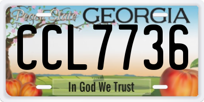 GA license plate CCL7736