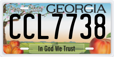 GA license plate CCL7738
