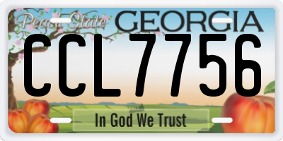 GA license plate CCL7756