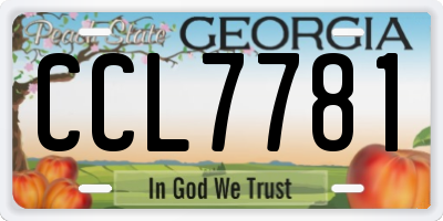 GA license plate CCL7781