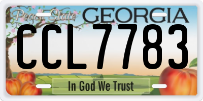 GA license plate CCL7783