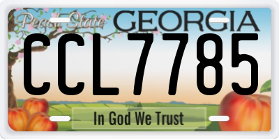 GA license plate CCL7785