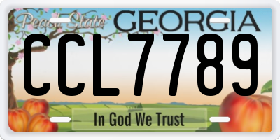 GA license plate CCL7789