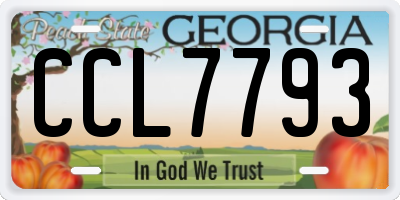 GA license plate CCL7793
