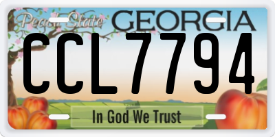 GA license plate CCL7794