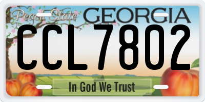 GA license plate CCL7802