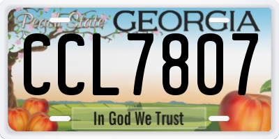 GA license plate CCL7807