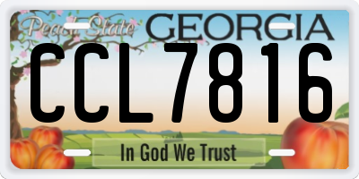 GA license plate CCL7816