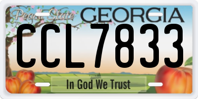 GA license plate CCL7833