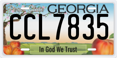 GA license plate CCL7835