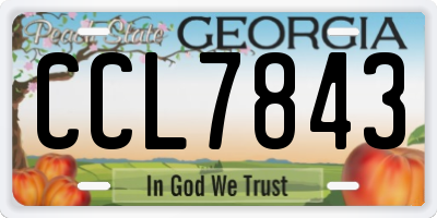 GA license plate CCL7843