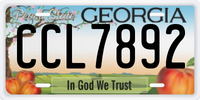 GA license plate CCL7892