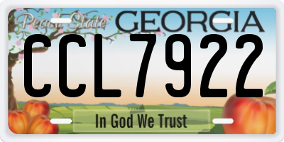 GA license plate CCL7922