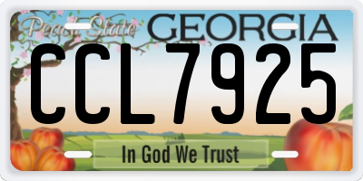 GA license plate CCL7925