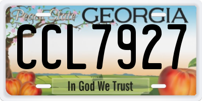 GA license plate CCL7927