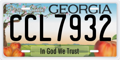 GA license plate CCL7932
