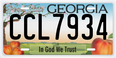 GA license plate CCL7934