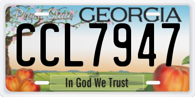 GA license plate CCL7947