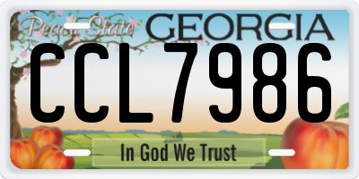 GA license plate CCL7986