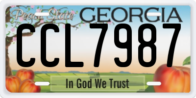 GA license plate CCL7987