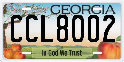 GA license plate CCL8002