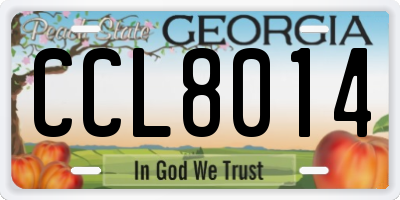GA license plate CCL8014